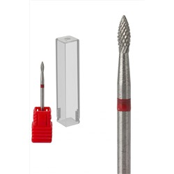 Nail Art Фреза твердосплавная пламя тонкая, красный KRISTALLER, 1107405