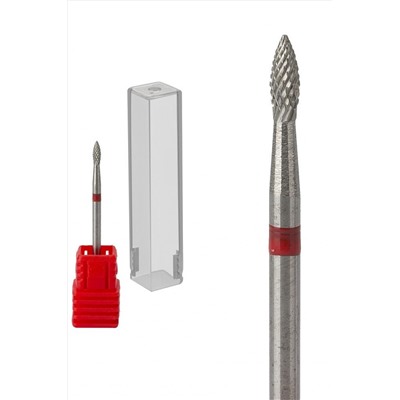 Nail Art Фреза твердосплавная пламя тонкая, красный KRISTALLER, 1107405