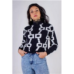 Джемпер с фиксатором Графика арт.3765 (Черно-белый)