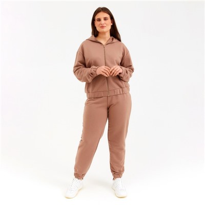 Костюм женский (толстовка, брюки) MINAKU: Casual Collection, бежевый, размер 50