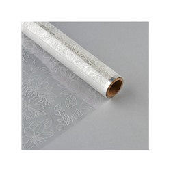 Плёнка для цветов упаковочная глянцевая прозрачная «Цветы», белая, 0.6×10 м