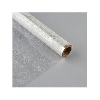 Плёнка для цветов упаковочная глянцевая прозрачная «Цветы», белая, 0.6×10 м