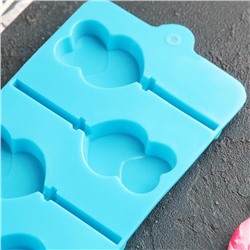 Форма для леденцов Доляна «Влюблённость», силикон, 9.5×24×1 см, 6 ячеек (4.2×3.3 см), с палочками, МИКС