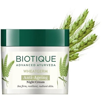 Biotique Wheat Germ Anti-Ageing Night Cream / Биотик Ночной Антивозрастной Крем с Зародышами Пшеницы 50 г