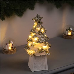 Фигура деревянная «Ёлочка белая», 27×14×14 см, 35 LED, батарейки AAx2 (не в комплекте), свечение теплое белое