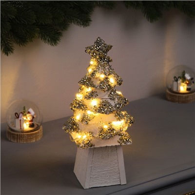 Фигура деревянная «Ёлочка белая», 27×14×14 см, 35 LED, батарейки AAx2 (не в комплекте), свечение теплое белое