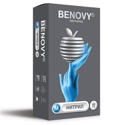 BENOVY Перчатки нитриловые ГОЛУБЫЕ М 100 шт/уп