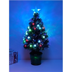 Ёлка светодиодная «Пушистая» 60 см, шарики, диаметр нижнего яруса 36 см, 55 ПВХ веток, мигание, свечение мульти