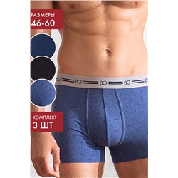 Трусы, набор - 3 штуки муж BeGood UMJ1203D Underwear темно-синий/черный/синий меланж принт