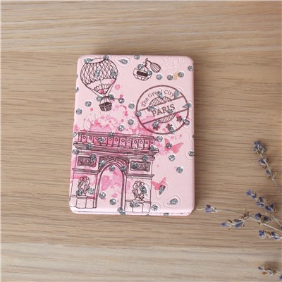 Зеркало карманное 6х8 см / 1613-3 /уп 12/288/кожзам,стразы