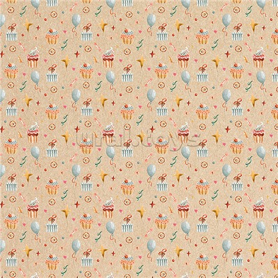 Упаковочная бумага крафт 70*100см, "Happy birthday", 70 г/м2, ассорти, 4 дизайна