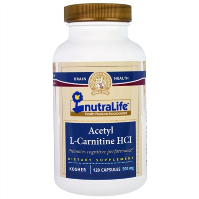 NutraLife, Ацетил-L-карнитина гидрохлорид, 500 мг, 120 капсул