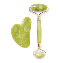 Nail Art Набор нефритовых массажёров, скребок Гуаша/ролик двусторонний KRISTALLER, 1108365