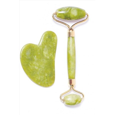 Nail Art Набор нефритовых массажёров, скребок Гуаша/ролик двусторонний KRISTALLER, 1108365