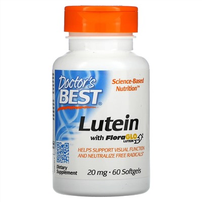 Doctor's Best, Лютеин с FloraGlo Lutein, 20 мг, 60 мягких таблеток