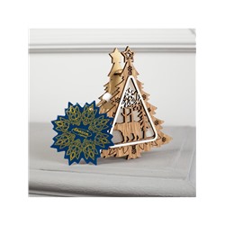 Ёлочная игрушка «Ёлочка с медведем», 11×11×2 см, от батареек, свечение тёплое белое