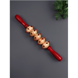 УЦЕНКА Массажёр «Скалка», универсальный, 36.5×5.8 см, 5 шаров с шипами, деревянный