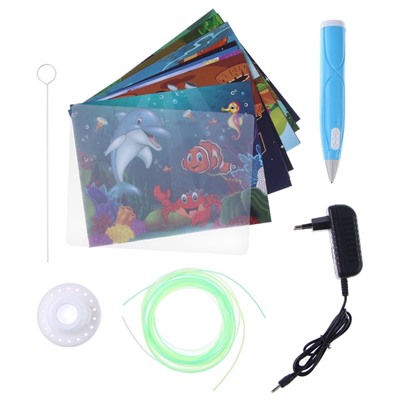 3D ручка с блоком питания, PCL пластик светиться в темноте, голубая