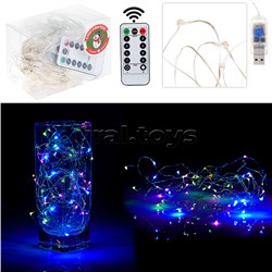 Электрогирлянда светодиодная Роса, 20 м, 200 ламп, USB, пульт, цветная