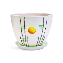 Горшок для цветов «Азия », 8 л, d=29.5 см, h=23 см, с поддоном, керамика, белый