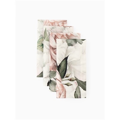 Набор салфеток с декоративными кольцами Этель «Пионы» 40×40 см - 4 шт., 100% хл, саржа