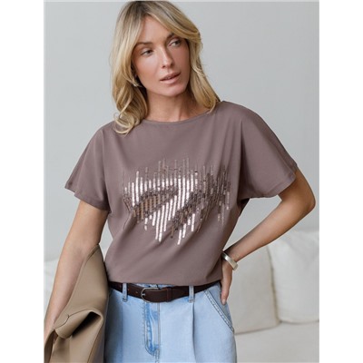 Нарядная футболка с принтом пайетками