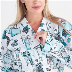 Халат женский удлинённый Этель «Mint mood», размер 46-48, вафля 200 г/м², хлопок