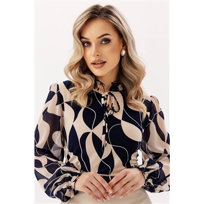Блузка женская  7059/18/Синий, бежевый
