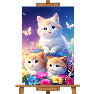 Мозаика алмазная "Три котёнка" 20*30см