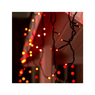 Гирлянда «Бахрома» 4×0.6 м, IP44, тёмная нить, 180 LED, свечение красное, 8 режимов, 220 В