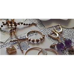 Подвеска из золочёного серебра с натуральной чёрной шпинелью - Крест 925 пробы п-035з416