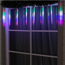 УЦЕНКА Гирлянда «Сосульки рифленые» 2.5×0.5 м, IP65, прозрачная нить, 288 LED, свечение мульти с эффектом стекания, 12 В