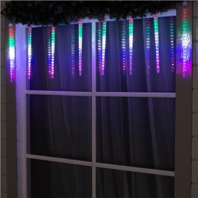 УЦЕНКА Гирлянда «Сосульки рифленые» 2.5×0.5 м, IP65, прозрачная нить, 288 LED, свечение мульти с эффектом стекания, 12 В