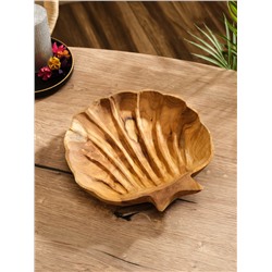 Тарелка «Морская раковина», 25×25×5 см, дерево Джати, коричневая