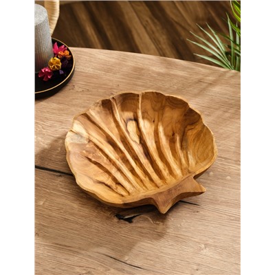 Тарелка «Морская раковина», 25×25×5 см, дерево Джати, коричневая