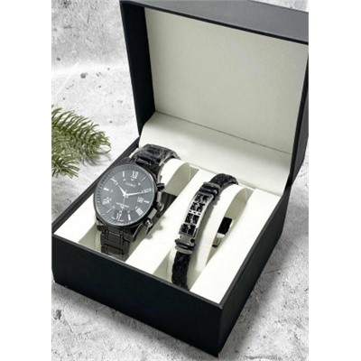 Подарочный набор для мужчины часы и браслет + коробка #22853342