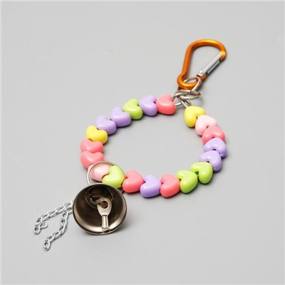 Игрушка для птиц «Кольцо из бусин» с колокольчиком, 6×17 см