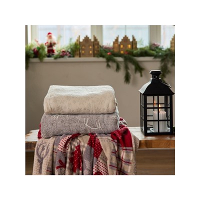 Плед «Этель. Серебряные снежинки», 150×200 см, корал-флис