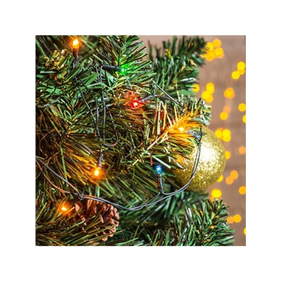 Гирлянда «Нить» 1.2 м, IP20, тёмная нить, 20 ламп, свечение мульти, 220 В