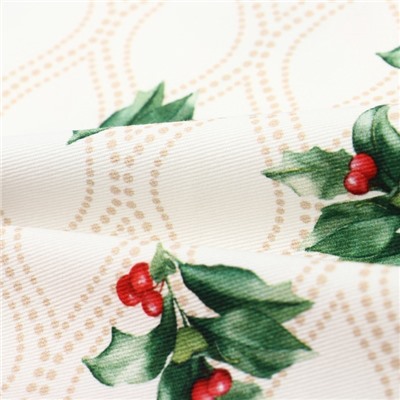Дорожка на стол Этель «Новогоднее украшение» 30×70 см, 100% хлопок, саржа 190 г/м², бежевая/красная