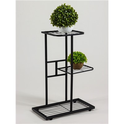 Подставка для цветов Greengo, 3 полки, 43×22×57 см, напольная, металл, чёрная