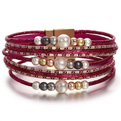 Браслет, жемчуг swarovski , кожа , сталь, ALBW160к
