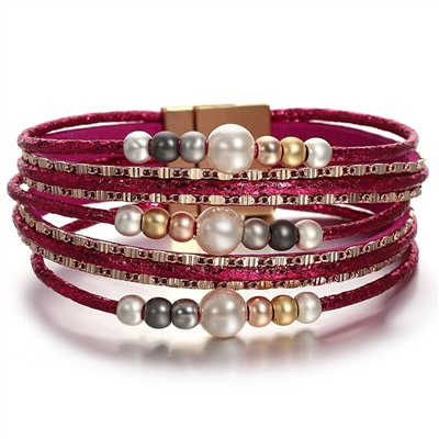 Браслет, жемчуг swarovski , кожа , сталь, ALBW160к