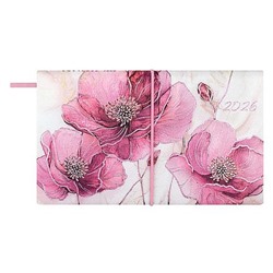 Еженедельник 2026 г. 175х105 мм 128 стр. 70389 "РОЗОВЫЕ МАКИ" застежка-резинка Феникс