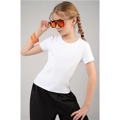 Футболка для девочки в рубчик из рибаны Happyfox