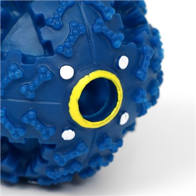 Квакающий мяч для собак большой, жёсткий, 9.5 см, тёмно-синий