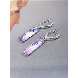 Серьги с кристаллом, перламутровый, с родиевым покрытием, Уценка, арт.08.0808