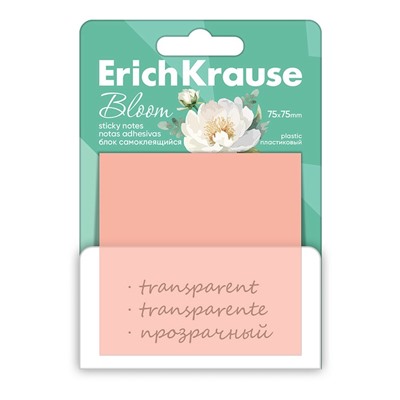 Блок с липким краем пластиковый 75X75 мм, ErichKrause "Pastel Bloom", 50 листов, микс