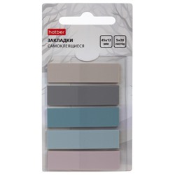 Закладки с клеевым краем 12х45 мм 5цв х 20л пластиковые,прямоуг. "Mist" с европодв. 090304 Хатбер