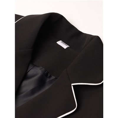 Пиджак женский с кантом MINAKU: Casual Collection, чёрный, размер 44